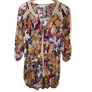 Chelsea and Violet Shorts Womens Romper Floral Cottagecore Size M Long Sleeve